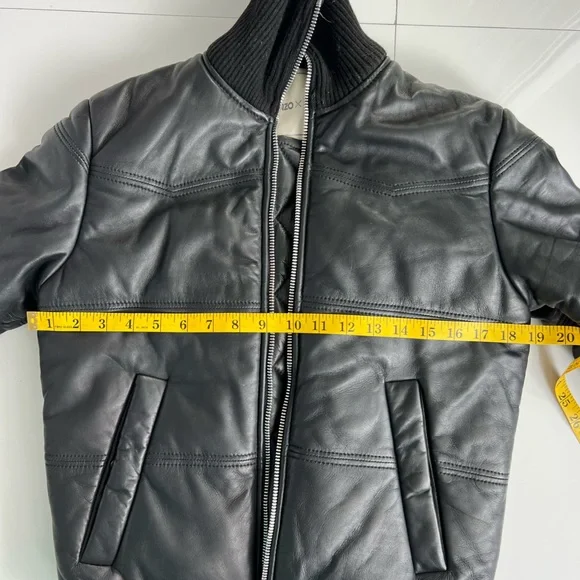 Kenzo H&m Leather Bomber Jacket Coat F/w 16 Medium Black Paris Winter